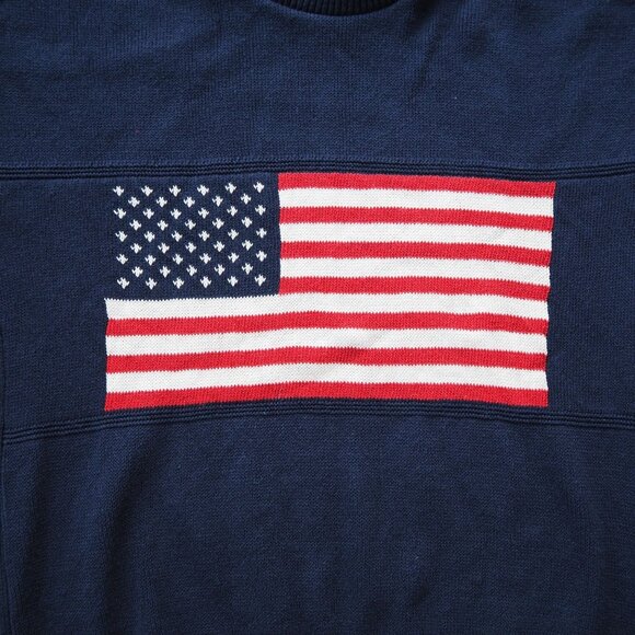 American Creations Vintage Patriotic USA Flag Knit Sweater Men’s L Made in USA - Picture 4 of 9